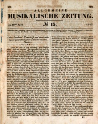 Allgemeine musikalische Zeitung Mittwoch 12. April 1843