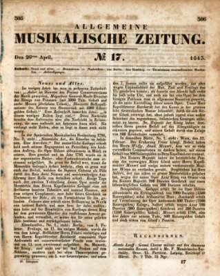 Allgemeine musikalische Zeitung Mittwoch 26. April 1843