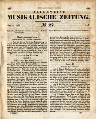 Allgemeine musikalische Zeitung Mittwoch 5. Juli 1843