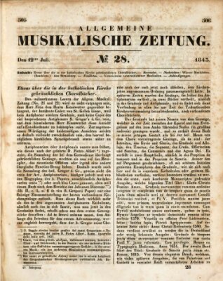 Allgemeine musikalische Zeitung Mittwoch 12. Juli 1843