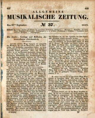 Allgemeine musikalische Zeitung Mittwoch 13. September 1843