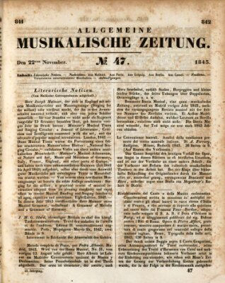 Allgemeine musikalische Zeitung Mittwoch 22. November 1843