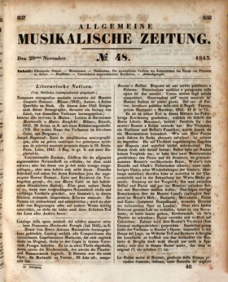 Allgemeine musikalische Zeitung Mittwoch 29. November 1843