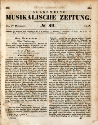 Allgemeine musikalische Zeitung Mittwoch 6. Dezember 1843