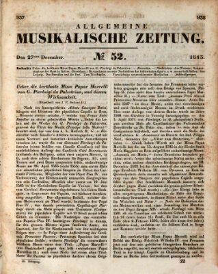 Allgemeine musikalische Zeitung Mittwoch 27. Dezember 1843