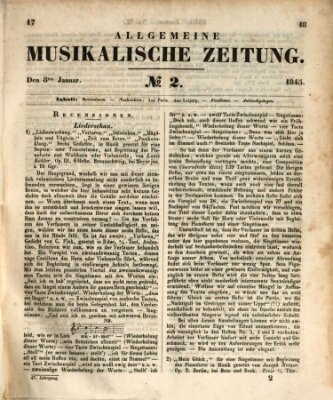 Allgemeine musikalische Zeitung Mittwoch 8. Januar 1845