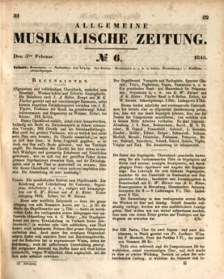 Allgemeine musikalische Zeitung Mittwoch 5. Februar 1845