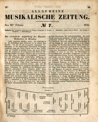 Allgemeine musikalische Zeitung Mittwoch 12. Februar 1845