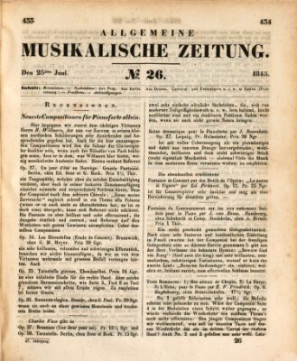 Allgemeine musikalische Zeitung Mittwoch 25. Juni 1845