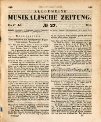 Allgemeine musikalische Zeitung Mittwoch 2. Juli 1845