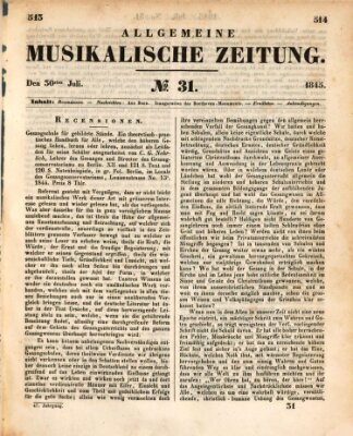 Allgemeine musikalische Zeitung Mittwoch 30. Juli 1845