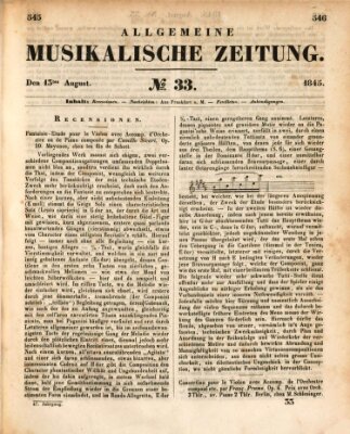 Allgemeine musikalische Zeitung Mittwoch 13. August 1845