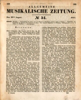 Allgemeine musikalische Zeitung Mittwoch 20. August 1845