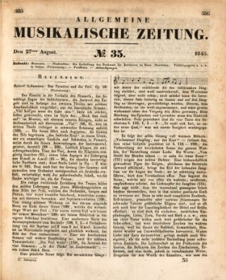 Allgemeine musikalische Zeitung Mittwoch 27. August 1845