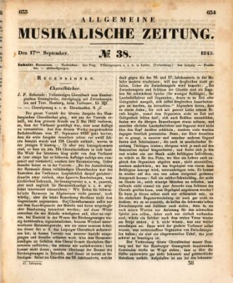 Allgemeine musikalische Zeitung Mittwoch 17. September 1845