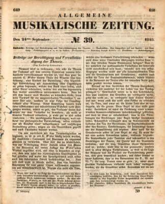 Allgemeine musikalische Zeitung Mittwoch 24. September 1845