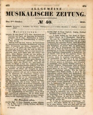 Allgemeine musikalische Zeitung Mittwoch 1. Oktober 1845