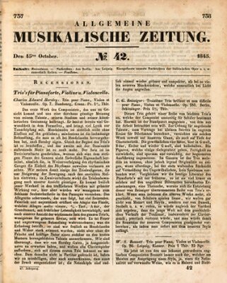 Allgemeine musikalische Zeitung Mittwoch 15. Oktober 1845