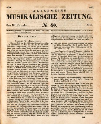 Allgemeine musikalische Zeitung Mittwoch 12. November 1845