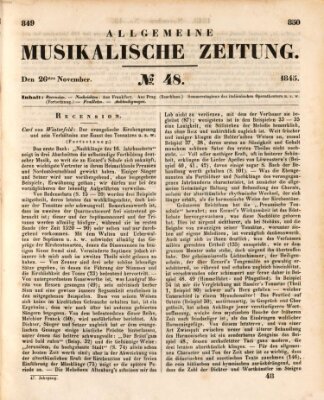 Allgemeine musikalische Zeitung Mittwoch 26. November 1845