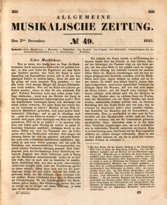 Allgemeine musikalische Zeitung Mittwoch 3. Dezember 1845