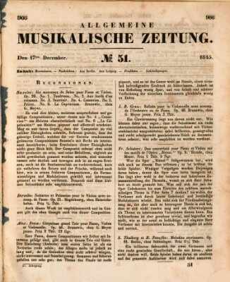 Allgemeine musikalische Zeitung Mittwoch 17. Dezember 1845