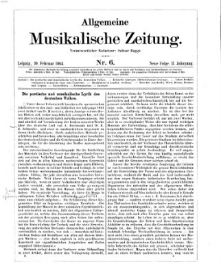 Allgemeine musikalische Zeitung Mittwoch 10. Februar 1864