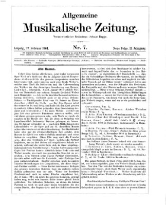 Allgemeine musikalische Zeitung Mittwoch 17. Februar 1864