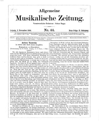 Allgemeine musikalische Zeitung Mittwoch 2. November 1864