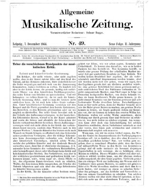 Allgemeine musikalische Zeitung Mittwoch 7. Dezember 1864