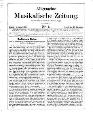 Allgemeine musikalische Zeitung Mittwoch 4. Januar 1865