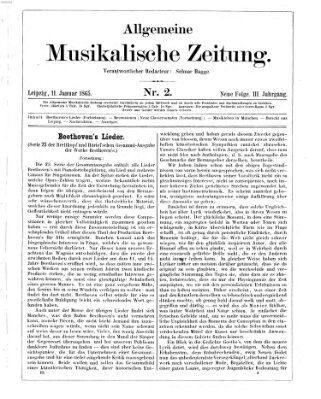 Allgemeine musikalische Zeitung Mittwoch 11. Januar 1865