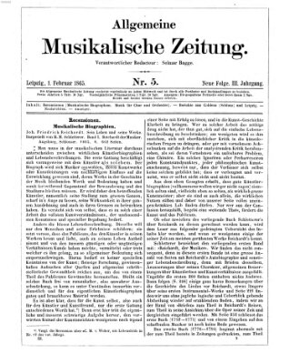 Allgemeine musikalische Zeitung Mittwoch 1. Februar 1865