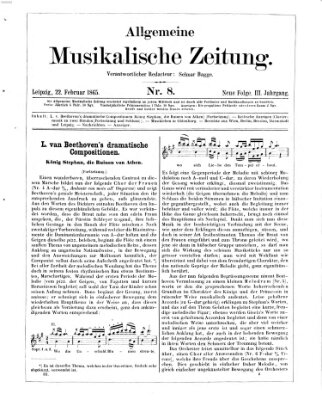 Allgemeine musikalische Zeitung Mittwoch 22. Februar 1865