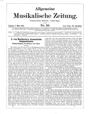 Allgemeine musikalische Zeitung Mittwoch 8. März 1865