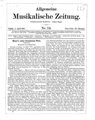 Allgemeine musikalische Zeitung Mittwoch 5. April 1865