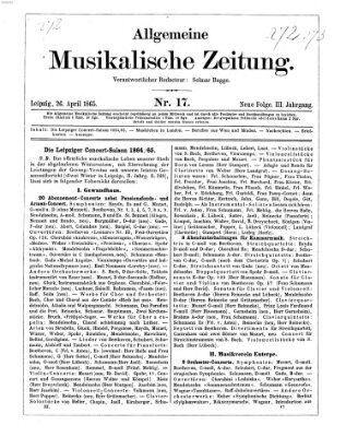 Allgemeine musikalische Zeitung Mittwoch 26. April 1865