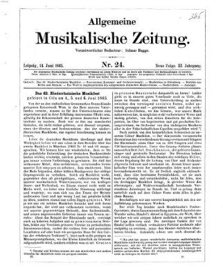 Allgemeine musikalische Zeitung Mittwoch 14. Juni 1865