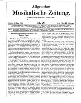 Allgemeine musikalische Zeitung Mittwoch 28. Juni 1865