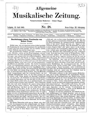 Allgemeine musikalische Zeitung Mittwoch 12. Juli 1865