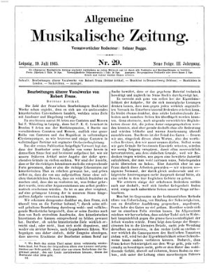 Allgemeine musikalische Zeitung Mittwoch 19. Juli 1865