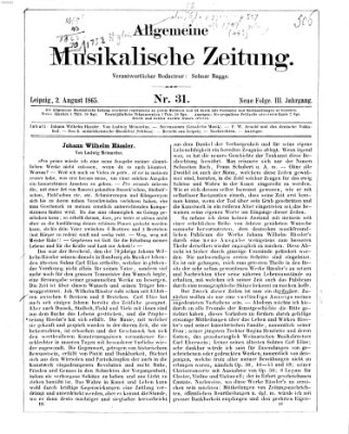 Allgemeine musikalische Zeitung Mittwoch 2. August 1865