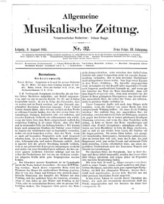 Allgemeine musikalische Zeitung Mittwoch 9. August 1865