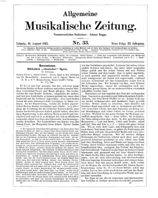 Allgemeine musikalische Zeitung Mittwoch 16. August 1865