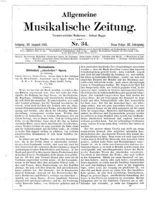 Allgemeine musikalische Zeitung Mittwoch 23. August 1865