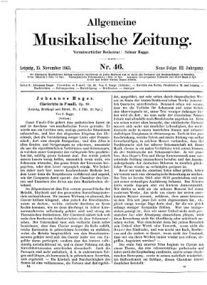 Allgemeine musikalische Zeitung Mittwoch 15. November 1865