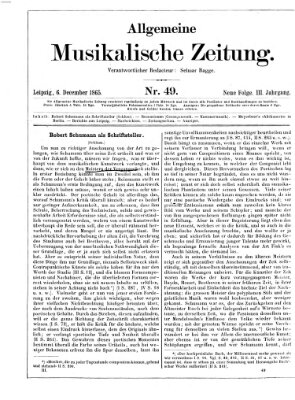 Allgemeine musikalische Zeitung Mittwoch 6. Dezember 1865