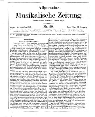 Allgemeine musikalische Zeitung Mittwoch 13. Dezember 1865