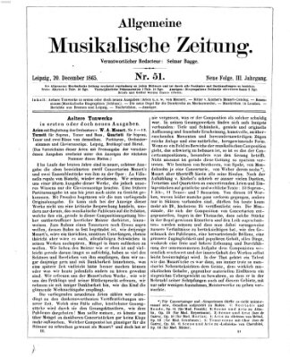 Allgemeine musikalische Zeitung Mittwoch 20. Dezember 1865