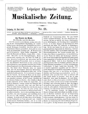 Leipziger allgemeine musikalische Zeitung (Allgemeine musikalische Zeitung) Mittwoch 22. Mai 1867